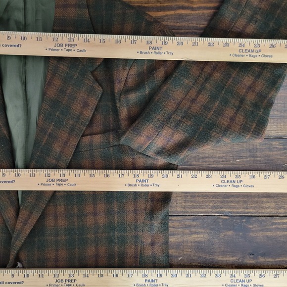 VTG J.Riggings Men's Tweed Flannel Sport Coat Blazer Two Button Plaid Wool 40R - Picture 3 of 16